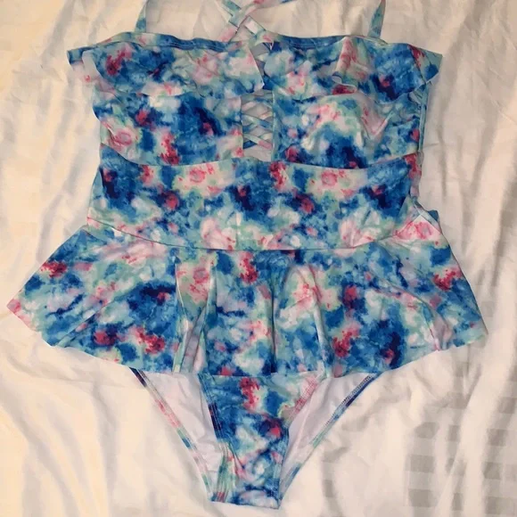 Tutorutor Womens Two Piece Plus Size Bathing Suit - Peplum Tankini - Picture 4 of 8